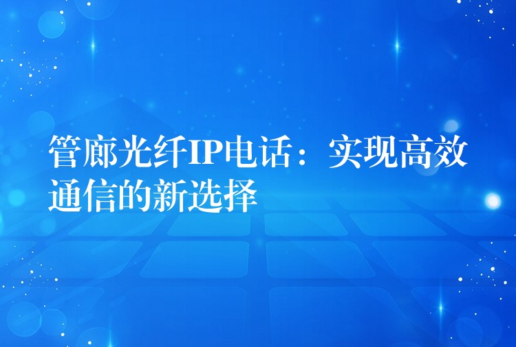  管廊光纖IP電話：實現(xiàn)高效通信的新選擇