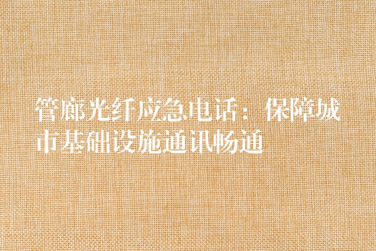  管廊光纖應(yīng)急電話：保障城市基礎(chǔ)設(shè)施通訊暢通