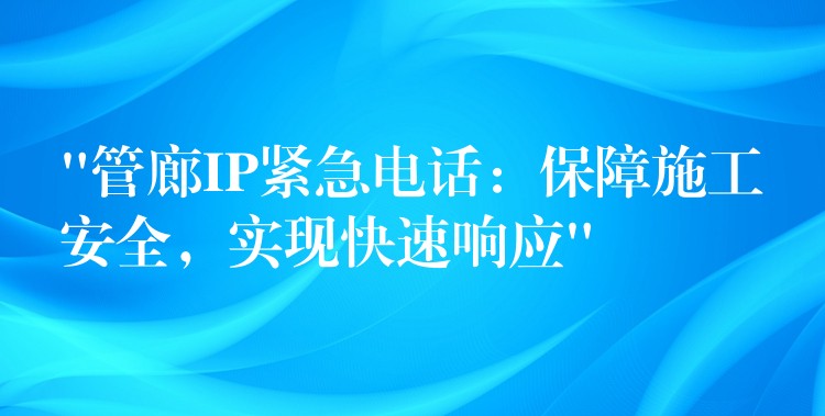  “管廊IP緊急電話：保障施工安全，實現(xiàn)快速響應(yīng)”