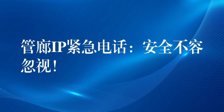  管廊IP緊急電話：安全不容忽視！