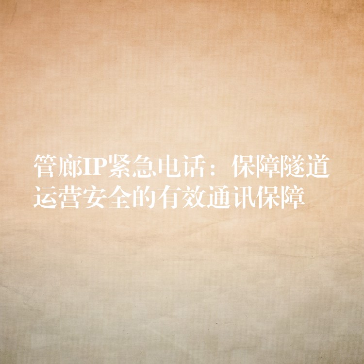 管廊IP緊急電話：保障隧道運營安全的有效通訊保障