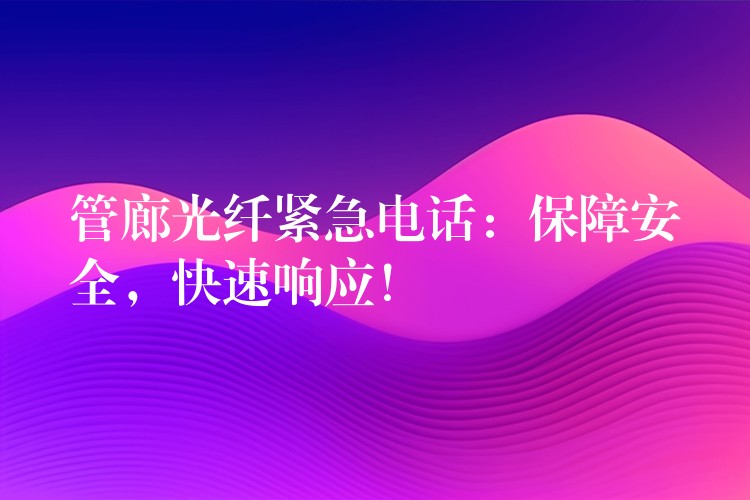  管廊光纖緊急電話：保障安全，快速響應(yīng)！