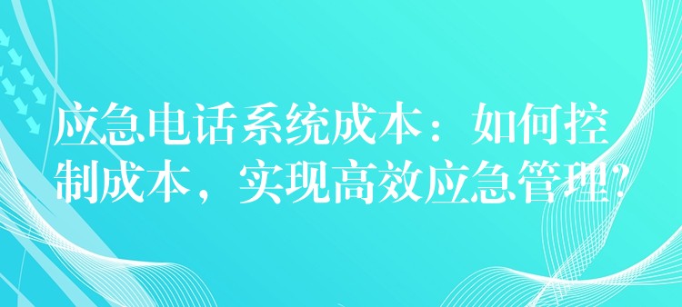  應急電話系統(tǒng)成本：如何控制成本，實現(xiàn)高效應急管理？