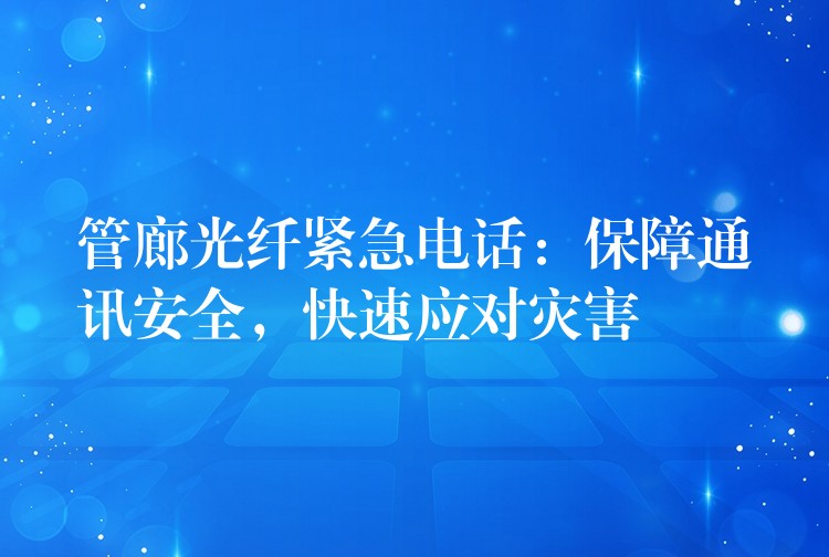 管廊光纖緊急電話：保障通訊安全，快速應(yīng)對(duì)災(zāi)害
