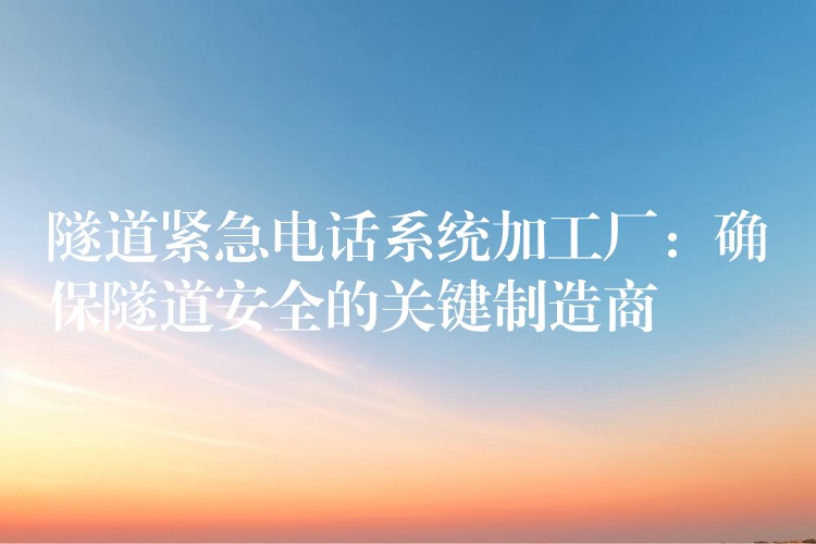  隧道緊急電話系統(tǒng)加工廠：確保隧道安全的關鍵制造商