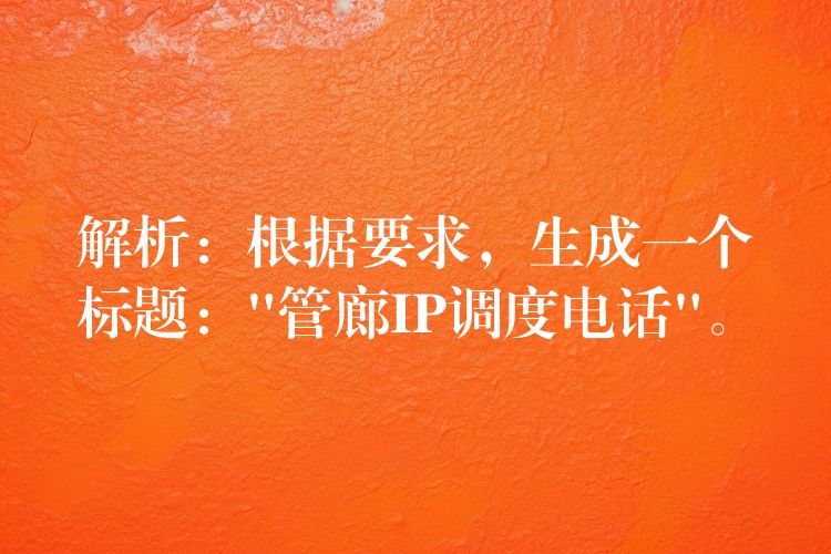  解析：根據(jù)要求，生成一個標(biāo)題：”管廊IP調(diào)度電話”。