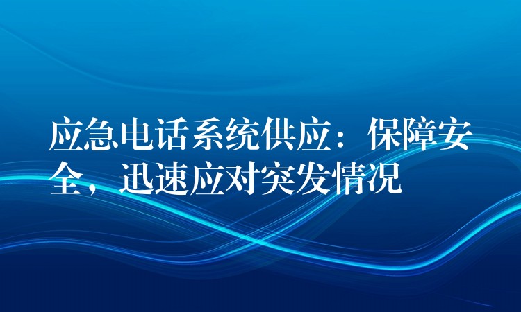  應急電話系統(tǒng)供應：保障安全，迅速應對突發(fā)情況