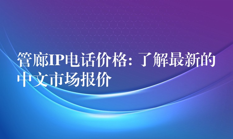  管廊IP電話價格: 了解最新的中文市場報價