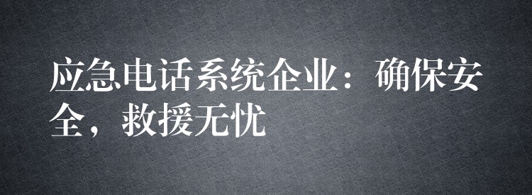  應(yīng)急電話系統(tǒng)企業(yè)：確保安全，救援無憂
