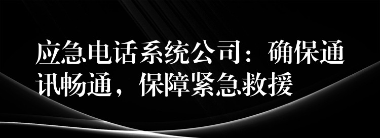  應(yīng)急電話系統(tǒng)公司：確保通訊暢通，保障緊急救援