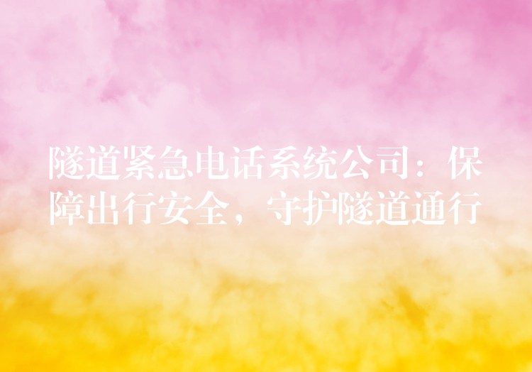  隧道緊急電話系統(tǒng)公司：保障出行安全，守護(hù)隧道通行