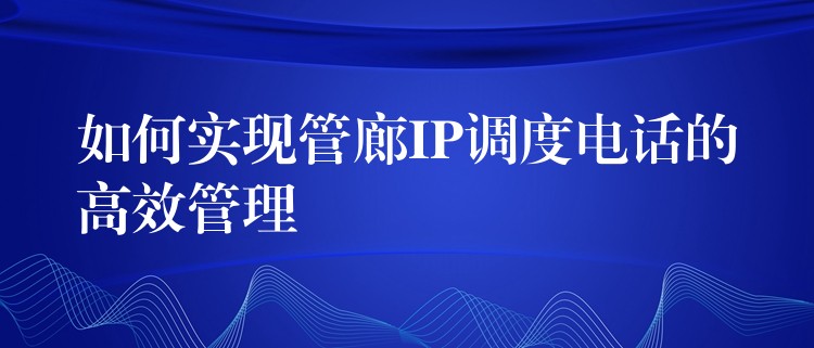 如何實(shí)現(xiàn)管廊IP調(diào)度電話的高效管理
