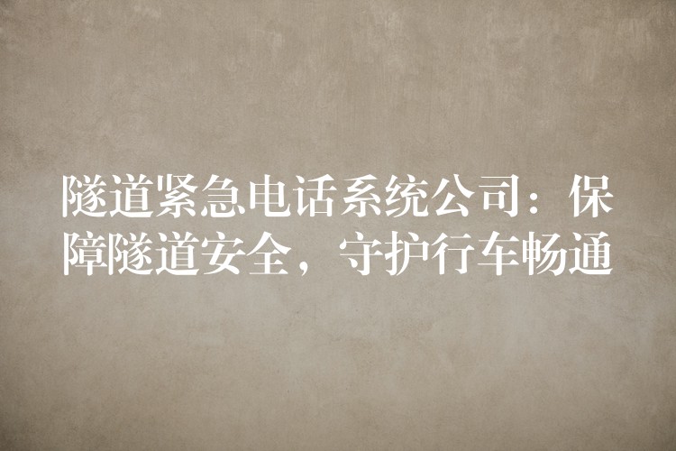  隧道緊急電話系統(tǒng)公司：保障隧道安全，守護行車暢通