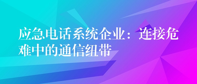  應(yīng)急電話系統(tǒng)企業(yè)：連接危難中的通信紐帶
