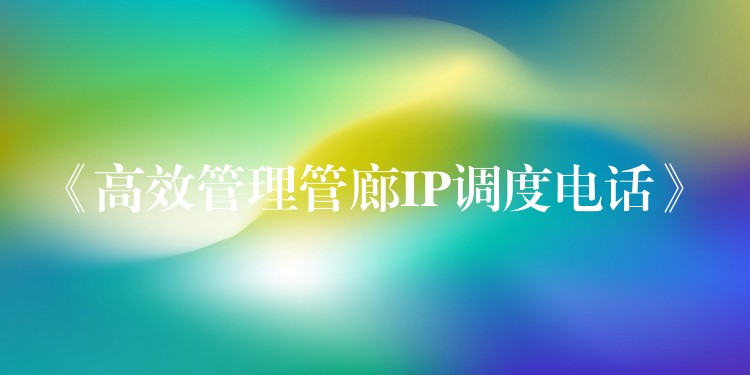 《高效管理管廊IP調(diào)度電話》 《高效管理管廊IP調(diào)度電話》