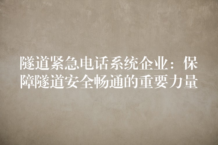 隧道緊急電話系統(tǒng)企業(yè)：保障隧道安全暢通的重要力量