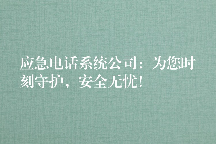  應(yīng)急電話系統(tǒng)公司：為您時刻守護(hù)，安全無憂！