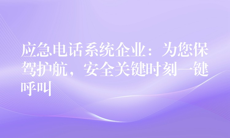  應(yīng)急電話系統(tǒng)企業(yè)：為您保駕護航，安全關(guān)鍵時刻一鍵呼叫