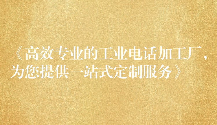 《高效專(zhuān)業(yè)的工業(yè)電話加工廠，為您提供一站式定制服務(wù)》