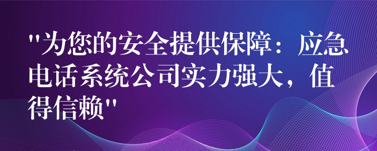  “為您的安全提供保障：應急電話系統(tǒng)公司實力強大，值得信賴”