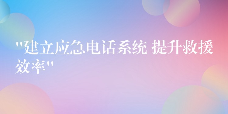  “建立應急電話系統(tǒng) 提升救援效率”