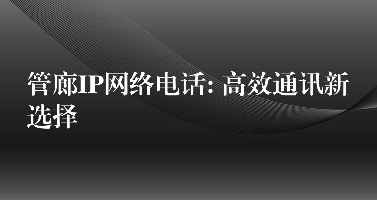  管廊IP網(wǎng)絡(luò)電話: 高效通訊新選擇